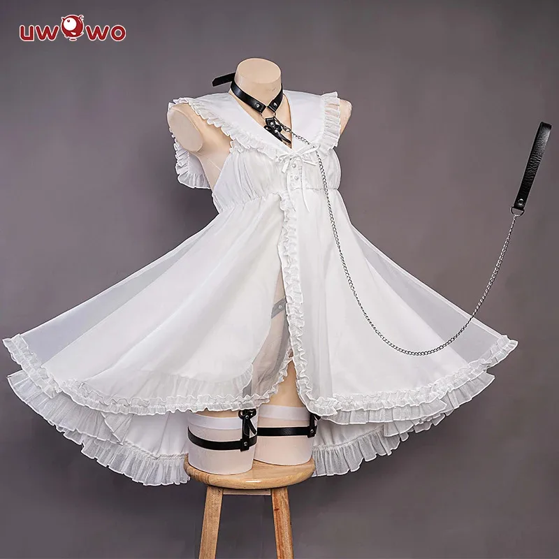 

UWOWO Anime Mikku Cosplay Costume White Dress Full Set Mikku Chan Halloween Costumes White Dress Outfit