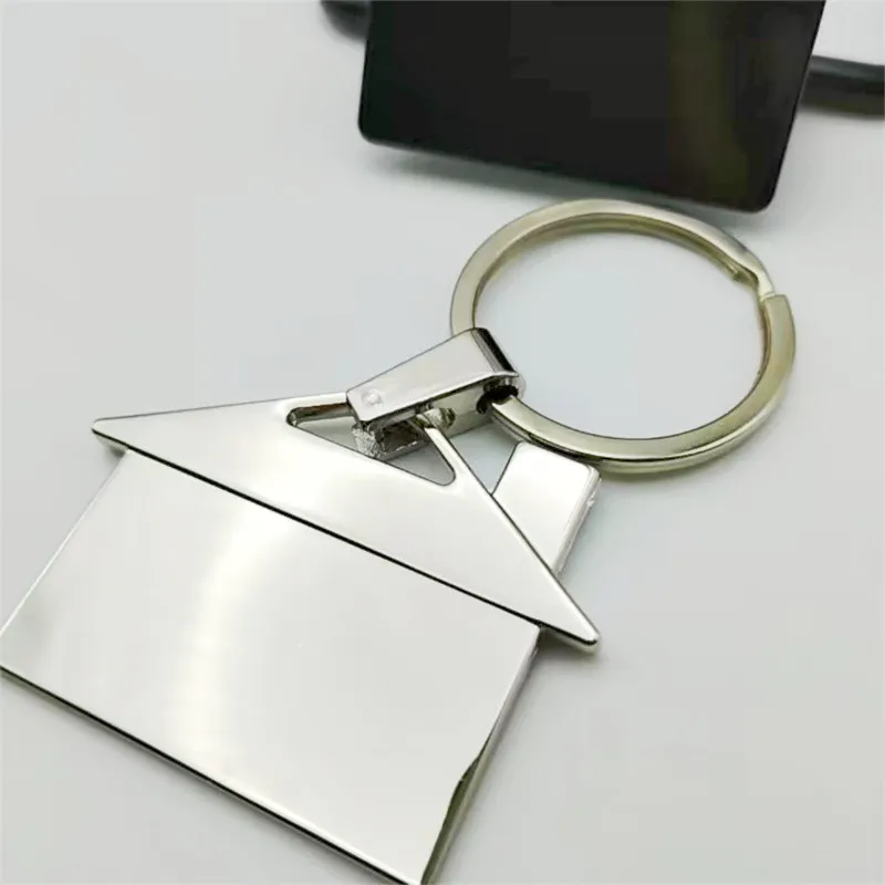 50 pcs wholesale  Chrome Metal House Shape Keyring Shiny Key Ring Chain Lover Wedding Gift