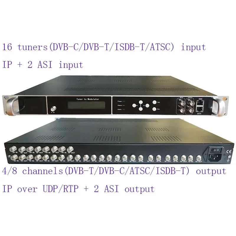 16 way dvb-s2/S to dvb-C catv modulator, 16 way DVB-C/T tuner to DVB-C RF modulator, TV headend