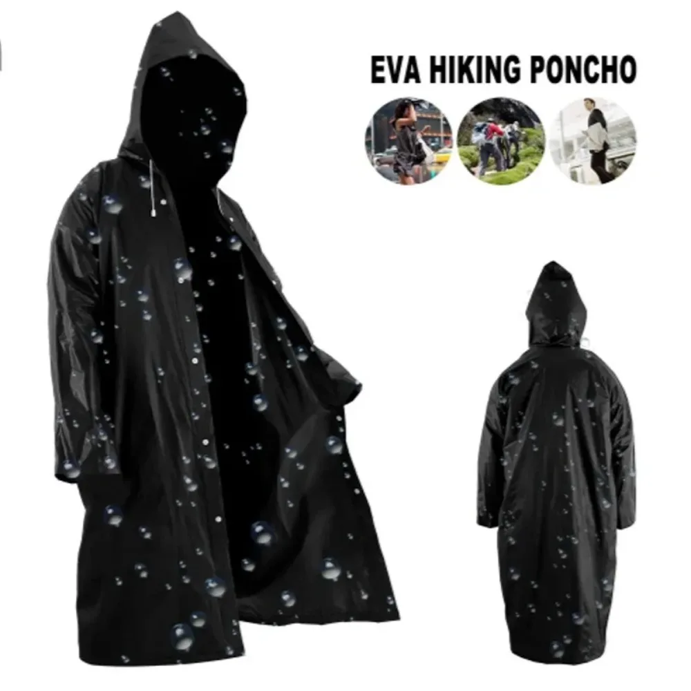 1 Stück 150*70cm Eva Unisex Regenmantel verdickt Regenmantel Frauen wasserdicht Männer schwarz Camping wasserdicht Regen bekleidung Anzug
