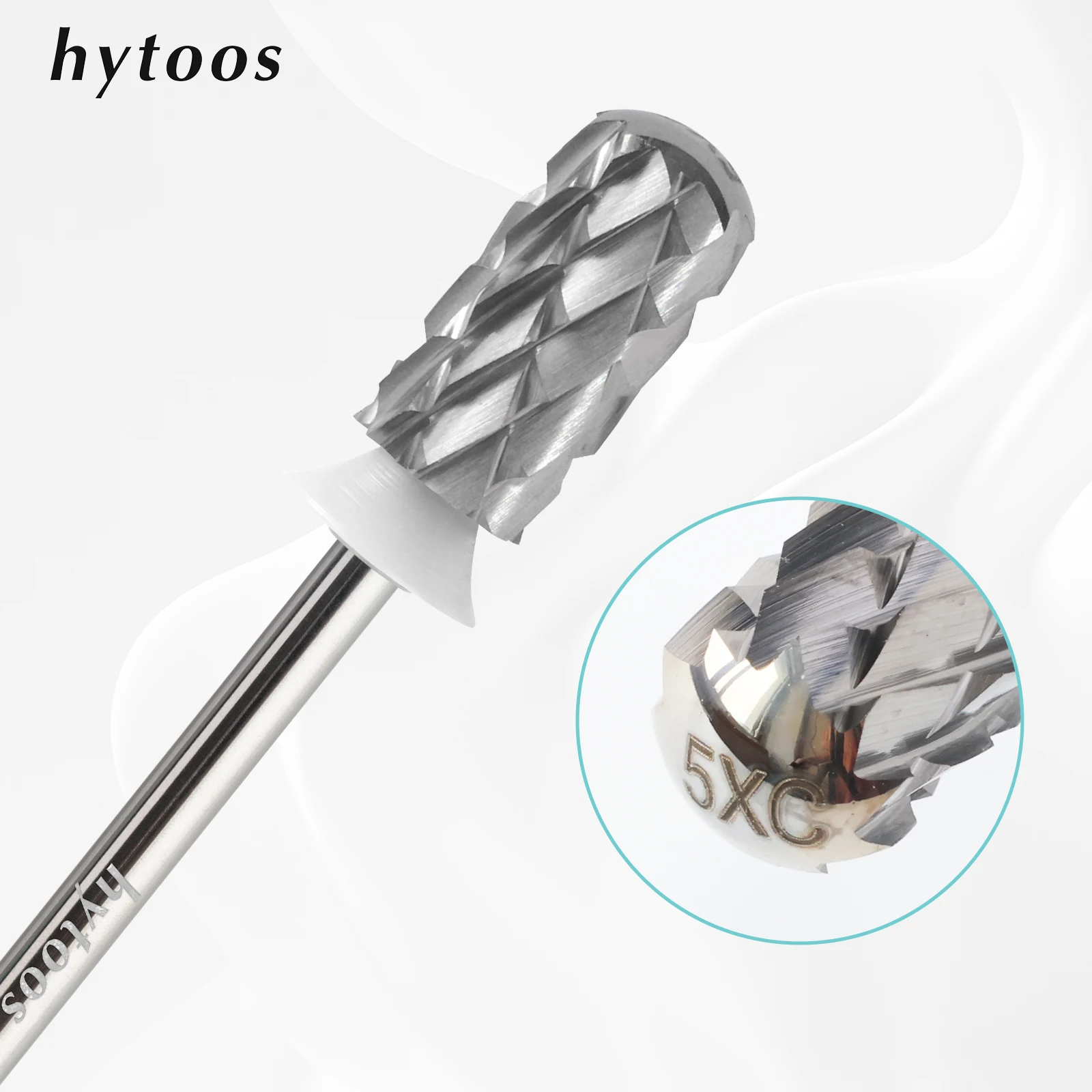 HYTOOS 5XC Smooth Top Large Barrel Nail Drill Bits 3/32 Carbide Nail Bit Remove Thick Gel Manicure Drills Accessories