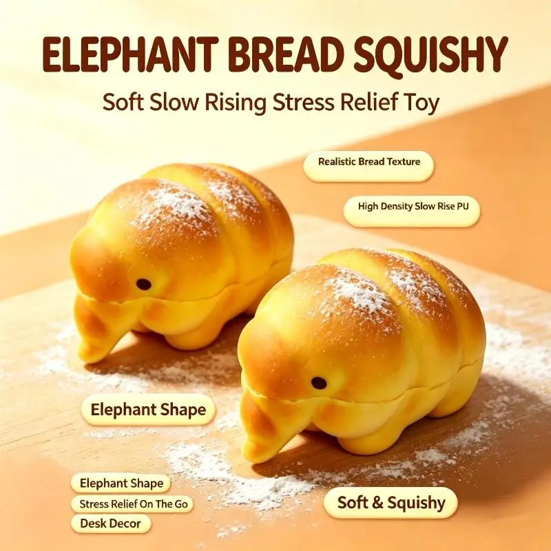 Bread Bear Squeezable  Toy Slow Rebound Soft PU Stress Relief Sensory Toy for Adult Office Break Relax Kids Daily Playtime