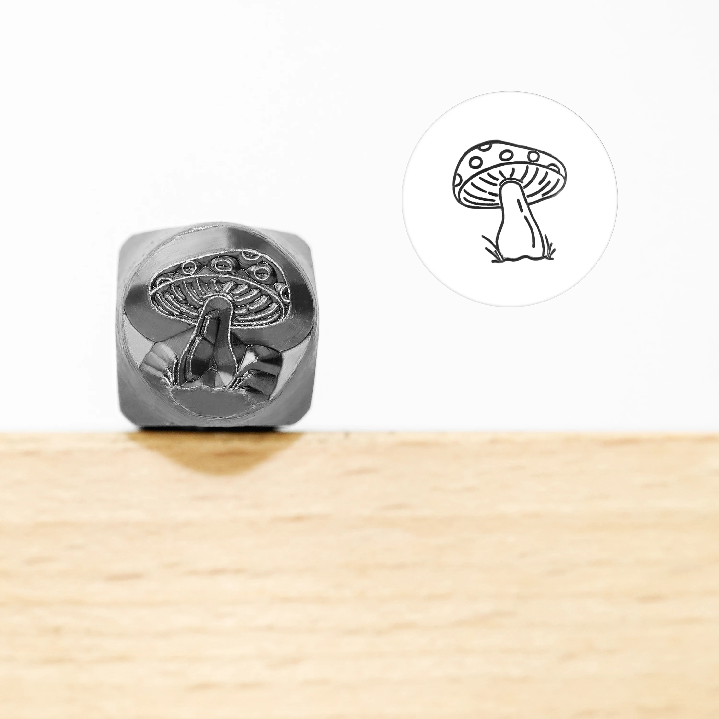Metal Stamping Jewelry Making Supplies Mushroom with Dots Metal Design Stamp for Metal, Jewelry (8mm)