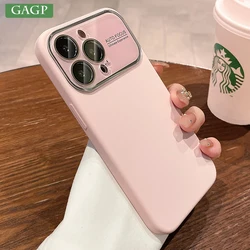 Luxury Skin Feeling Soft Silicone Case for iPhone 15Plus 14 13 12 15 Pro Max Large Window Glass Lens Protection Shockproof Cover