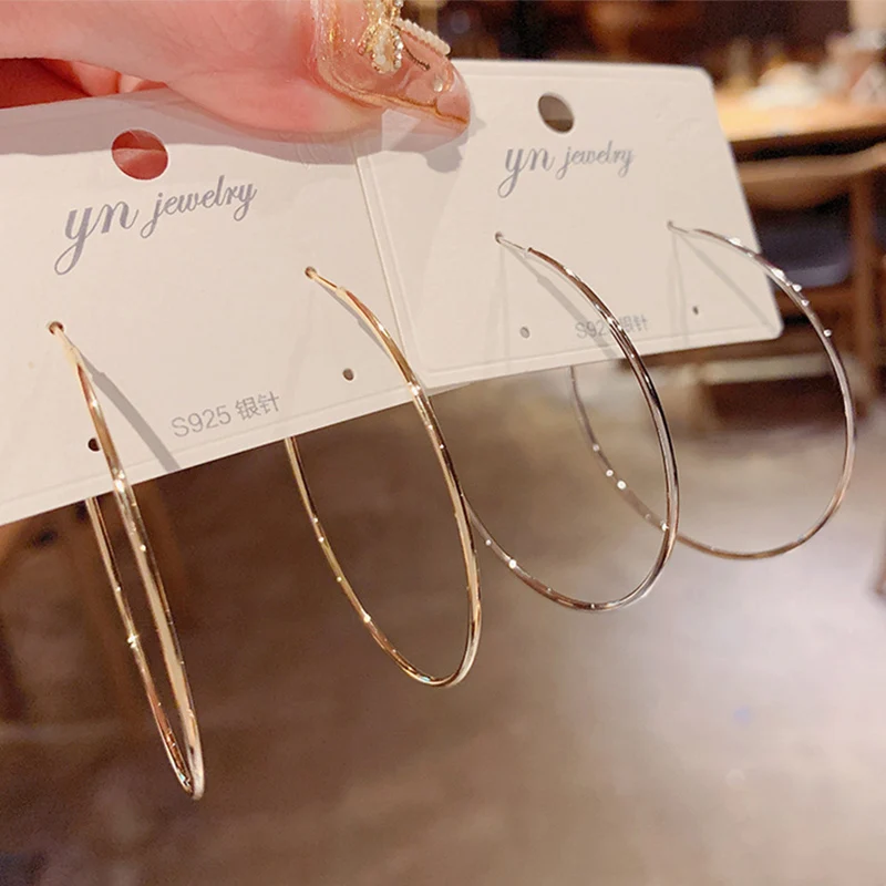 Large Circle Hoop Earring Gold Silver Color for Women Round Earrings Hoops Ear Rings Women Girl Birthday Jewelry Party Club Gift