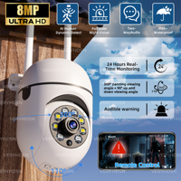 8MP Surveillance Camera PTZ CCTV IP Wifi Camera 4X Zoom Security Protection Wireless Home AI Human Trcking Outdoor Two Way Audio
