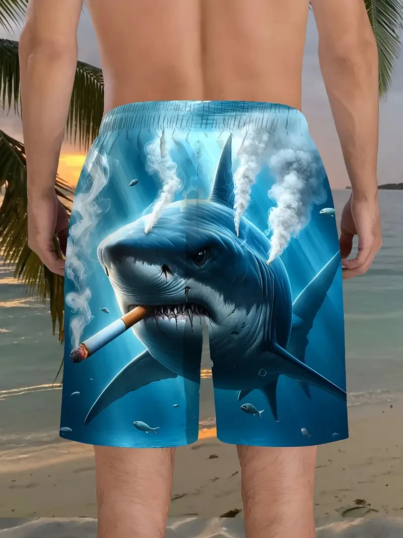 Pantalones cortos de playa para hombre, pantalones cortos de natación con estampado de tiburones 3D para hombre, ropa de calle de verano, bañadores Harajuku Y2k de secado rápido, triangulación de envíos