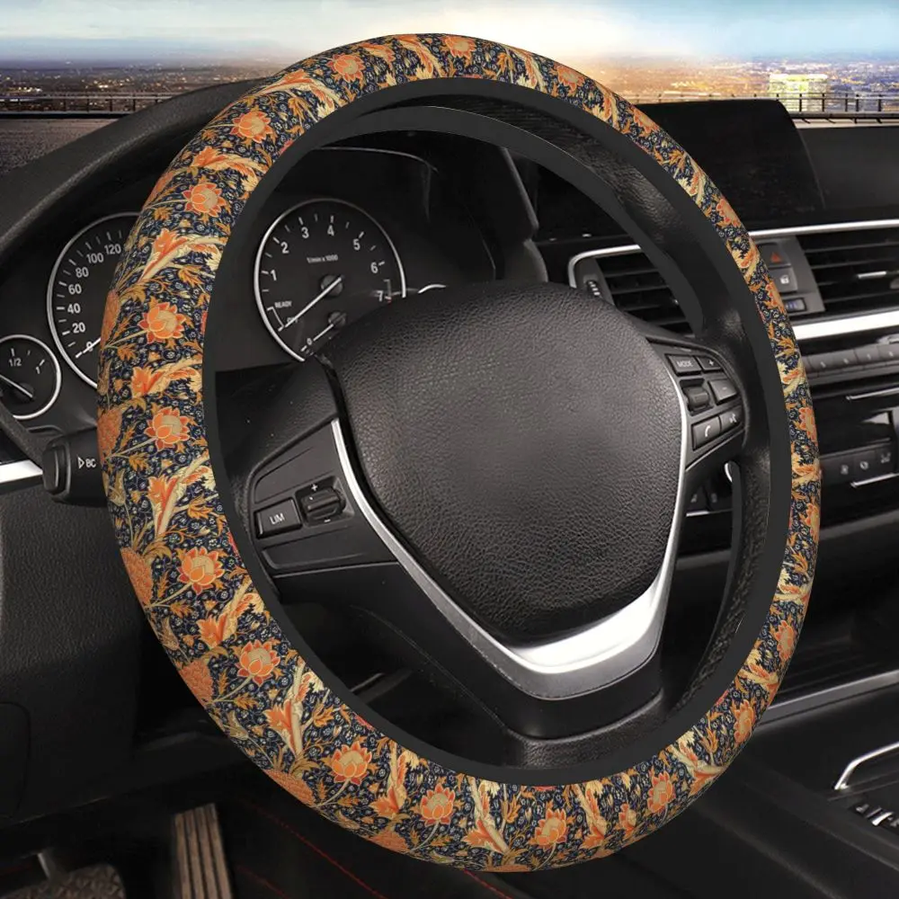 Polish Floral Folk Design Car Steering Wheel Cover Anti Fouling and Anti Slip Protective Cover 14.5-15 Inches