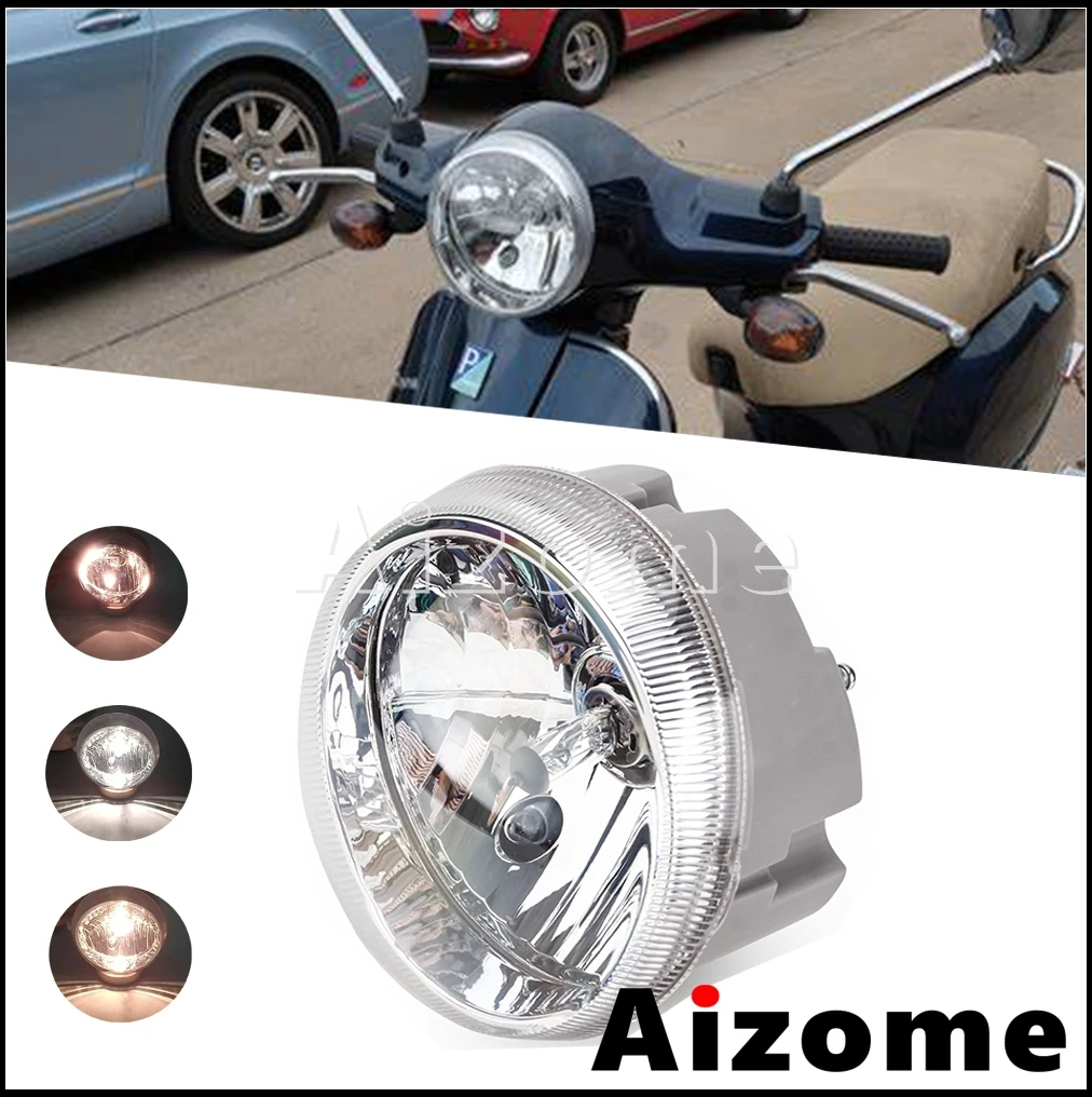 Motorcycle Round F12V Clear ront LED Headlight Lamp Plastic Socket P43T For LX125 LX150 LX 125 150  Scooter High/Low Beam Lights