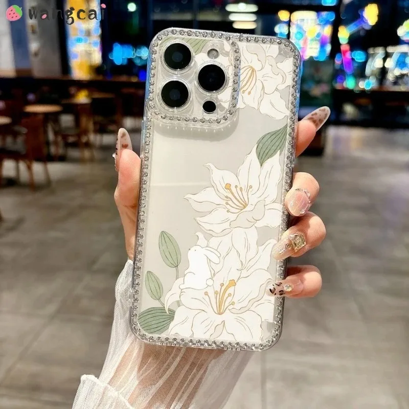 

For Redmi A5 A4 A3 Pro A3X A2 A1 K70E Turbo 4 Phone Case Cute Grace Lily Flowers Soft Cover