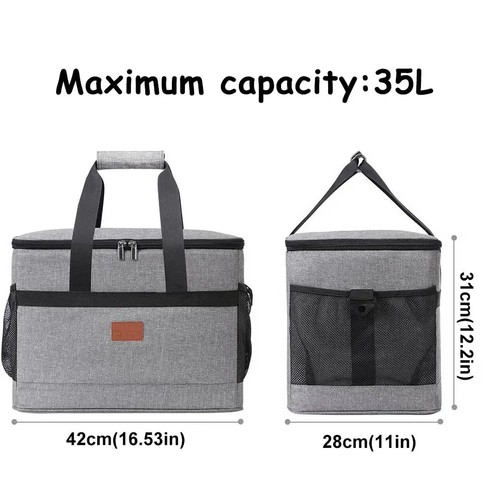 DD 35L Large Capacity Collapsible Cooler Bag Insulated Picnic Lunch Bag Box Cooling Bag Outdoor Travel Camping BBQ Family Party