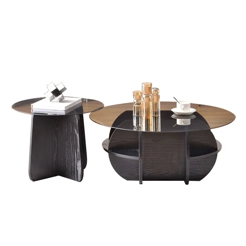 

Round combination coffee table Internet celebrity balcony living room small tea table household small apartment Italian sofa