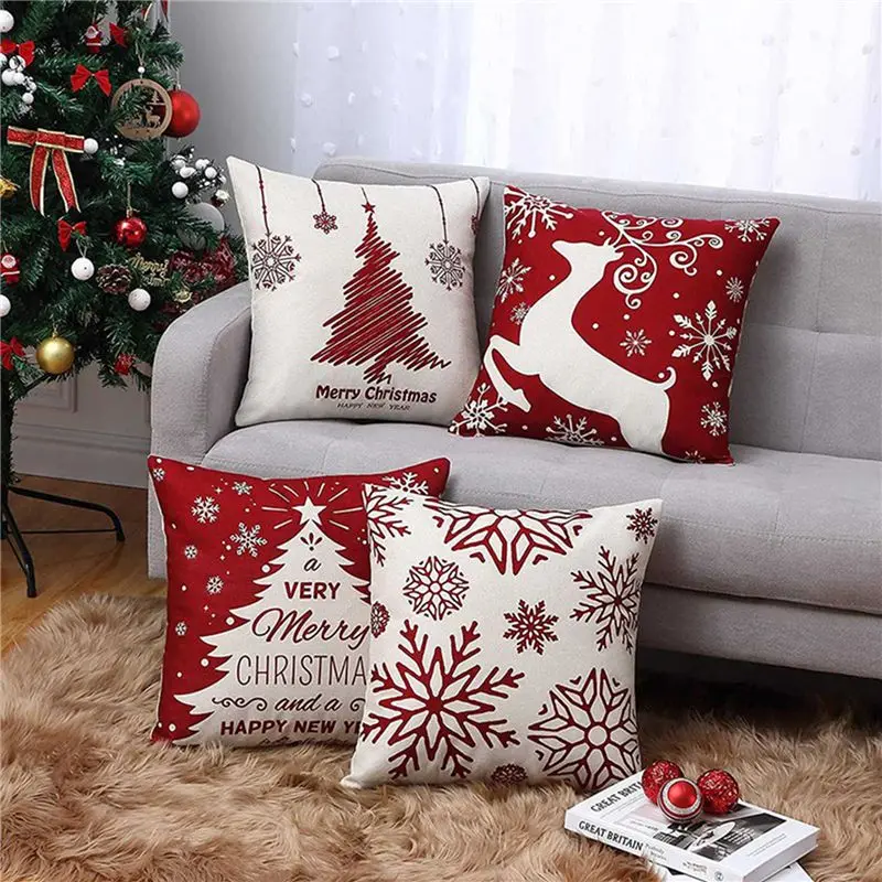 EYFL-Christmas Pillow Covers 18X18 Set Of 12,Farmhouse Christmas Decor For Home,Xmas Decorations Throw Cushion Case For Home