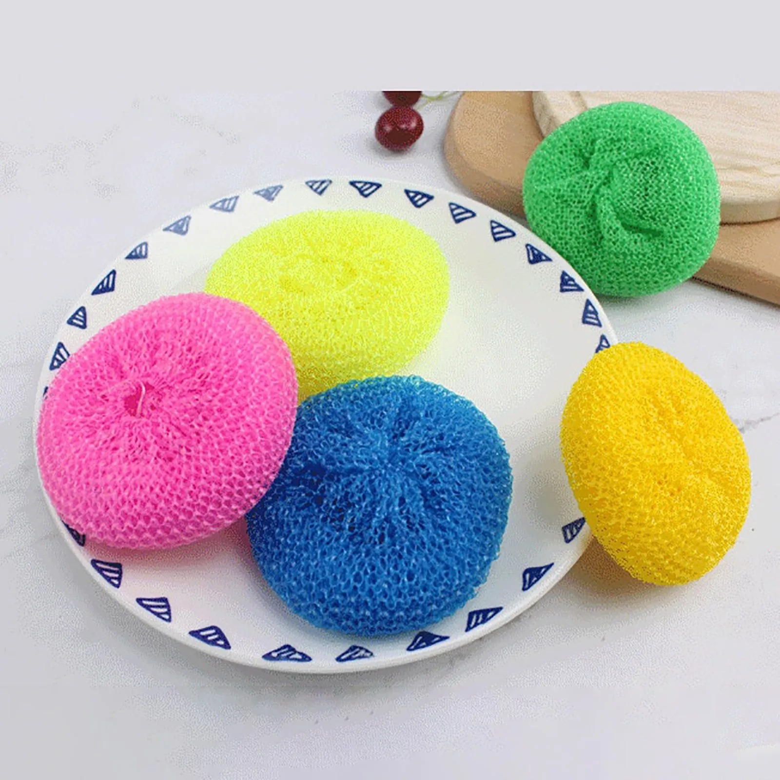 24pcs Plastic Cleaning Wipe Dishwashing Sponge Cloth Strong Scouring Pad Kitchen Bathroom Miracle Sponge Stain(Color Random)