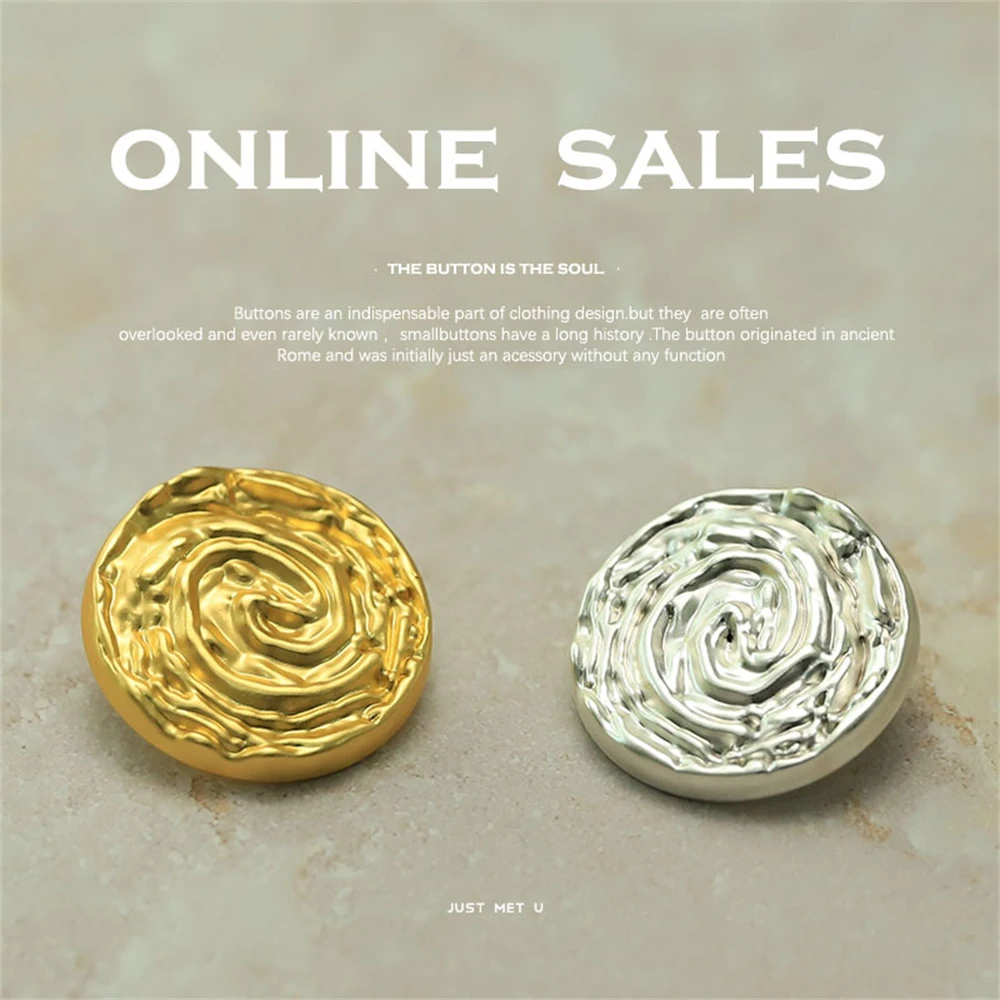 

10PCS 18mm/23mm Retro Spiral Metal Buttons Gold Silver for Suits Coats, Fashion Round Sewing Buttons, Swirl Decorative Buttons