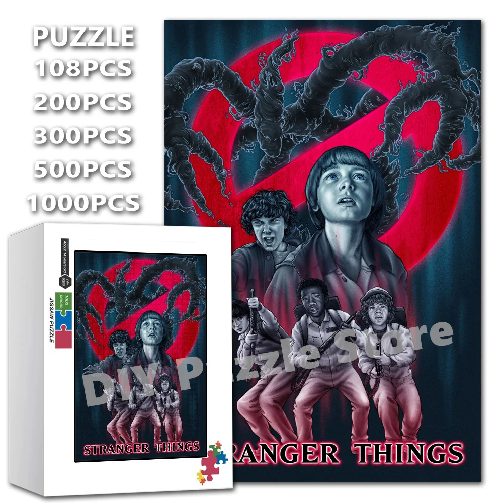 

Stranger Things Series Characters Print Puzzle Horror Tv Show Diy Intelligence Jigsaw Puzzles for Family Stress Relief Toys