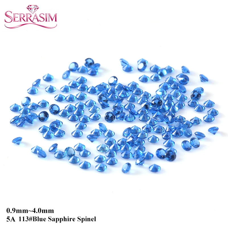 SERRASIM 113# blue sapphire spinel 50pcs 1.0mm~4.0mm Round Brilliant Cut 5A Synthetic nano crystal 5# round red corundum For DIY