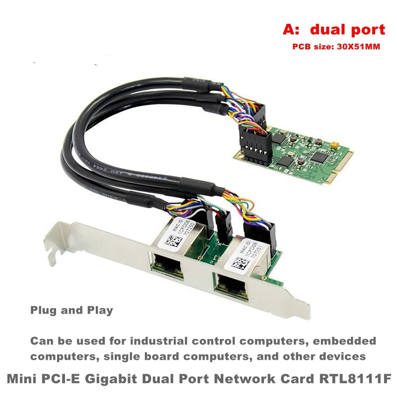 M2 to RJ45 Network Card 1000Mbps M.2 b key M key to PCIe Ethernet Card LAN Controller Card for RTL8111F+ASM1182 Chip