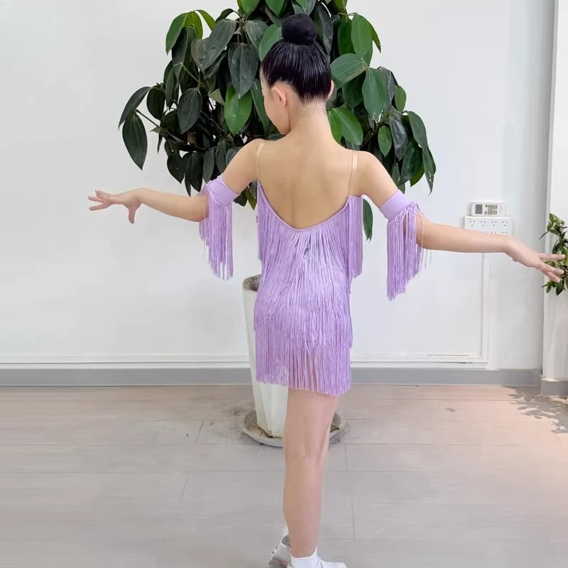 

Girls Latin Dance Training Suit Professional Children's Performance Outfit with Frilled Skirt Summer Newstyle