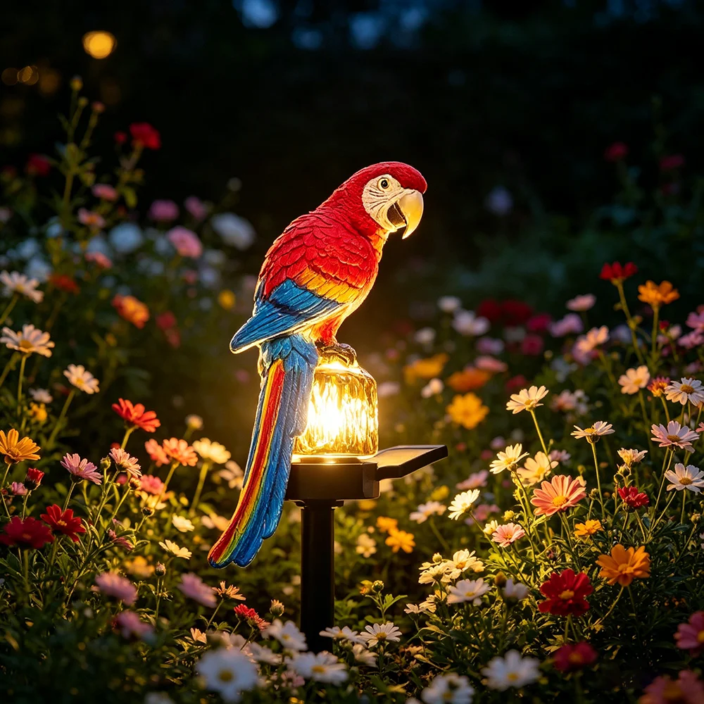 1pc Simulated Parrot Solar Powered Ground Mounted Light, Garden, Courtyard, Outdoor Walkway, Balcony, Terrace, Lawn Decoration