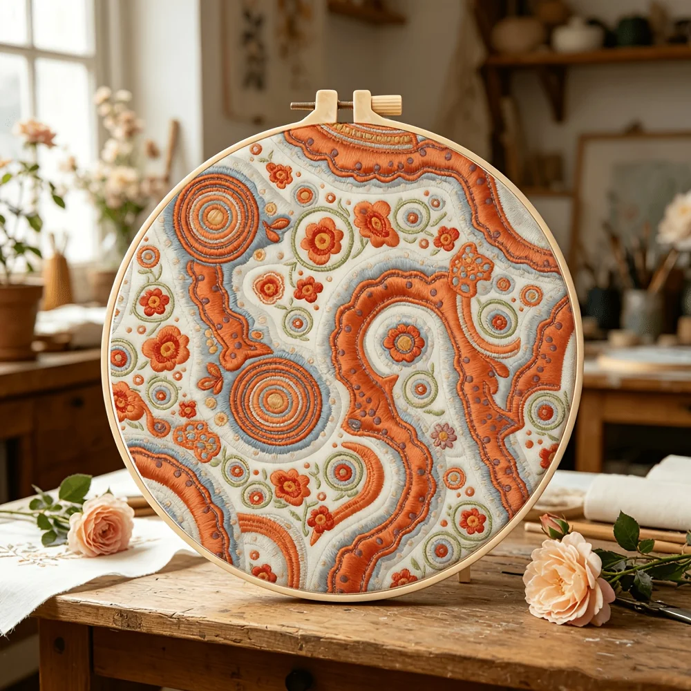 Beginner Friendly DIY Embroidery Kit Pre-Printed Design Complete Tools Including Hoop Thread Needles Set for Home Decor