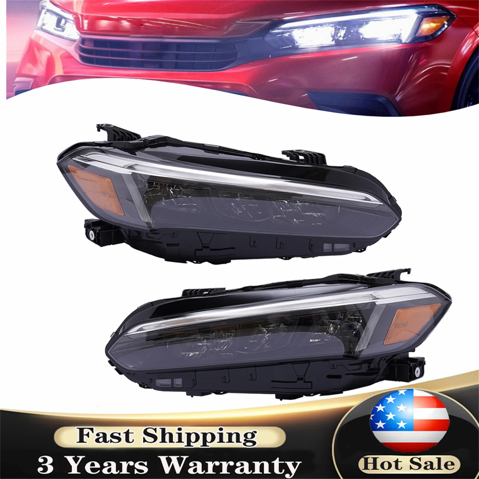 

LED Headlight Headlamp w/ DRL Turn Signal For 2022 Honda Civic Left or Right Side Headlight Accessories