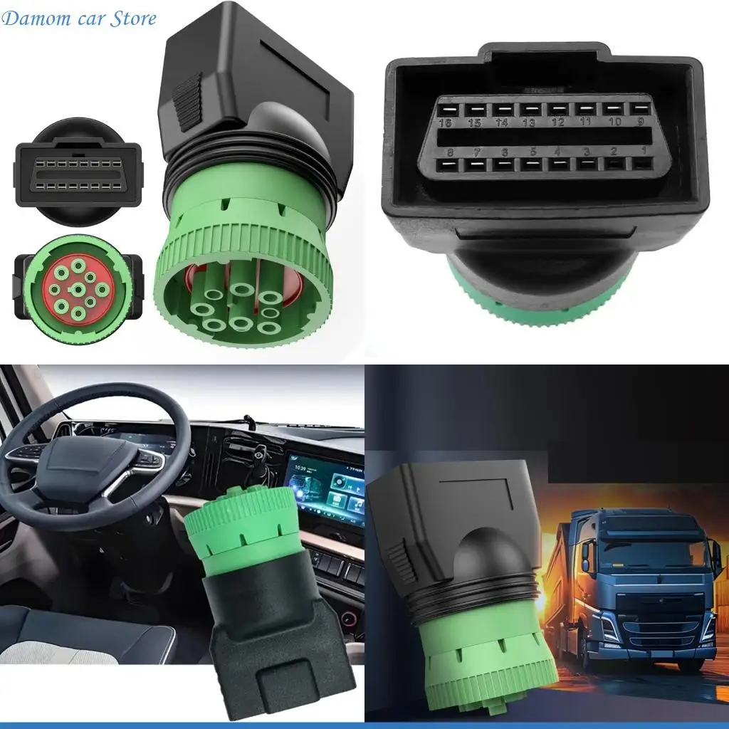 A2UC 9pin J1939 to 16pin OBD2 Conversion Adapter For Trucks Ensures Stable Data Transmission 9 Pin Truck Diagnostic Adapter