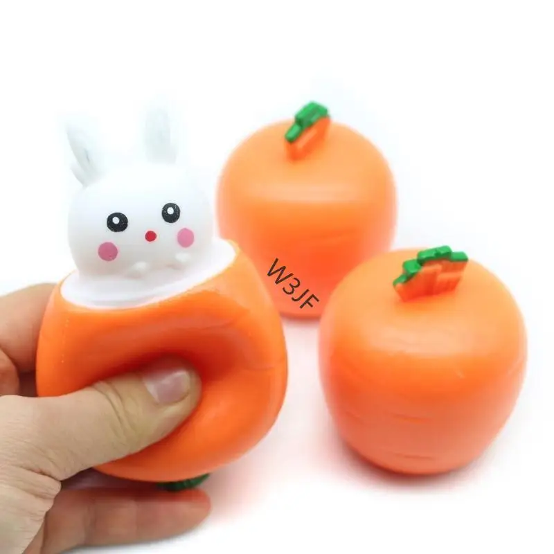 W3JF Squeeze Toy Carrot Rabbit TPR Popup Cup Cust Declession Declession Dept Toy Kids Favor
