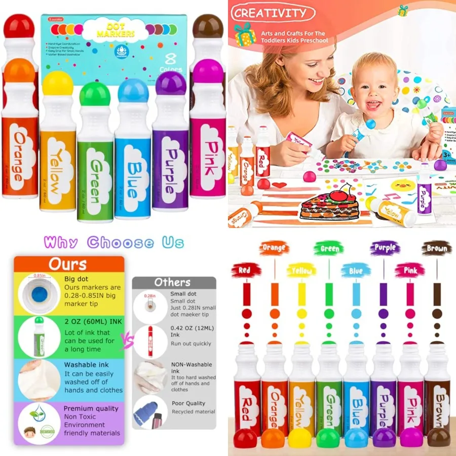 

Точечные маркеры для малышей дошкольного возраста, Bingo Daubers, моющиеся художественные маркеры, 8 цветов, товары для рукоделия для малышей, живопись Drawi