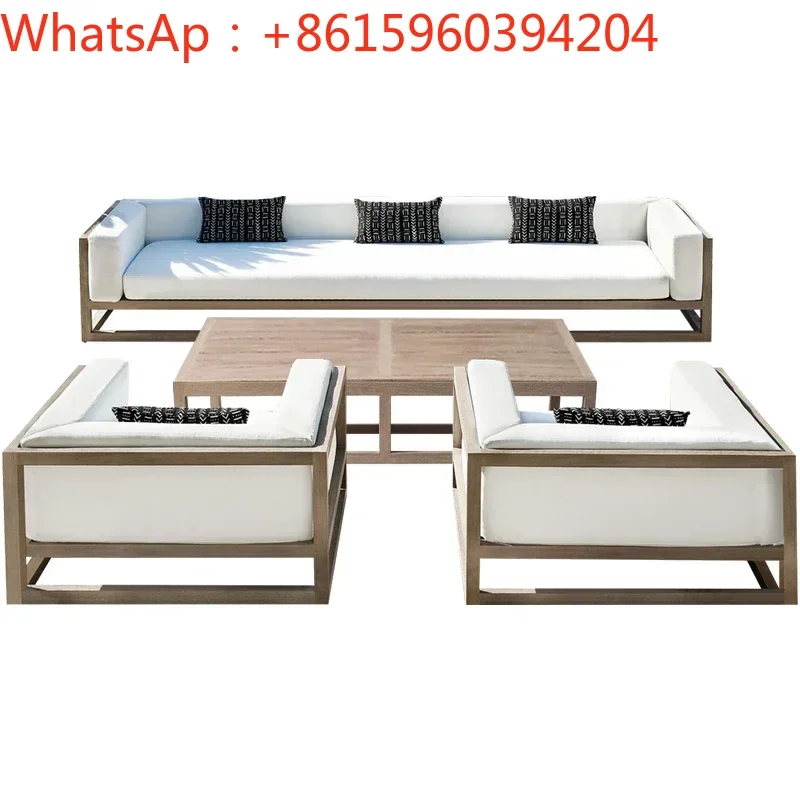 Outdoor sofa courtyard terrace villa sales office garden hotel balcony leisure aluminum alloy wood grain outdoor combination