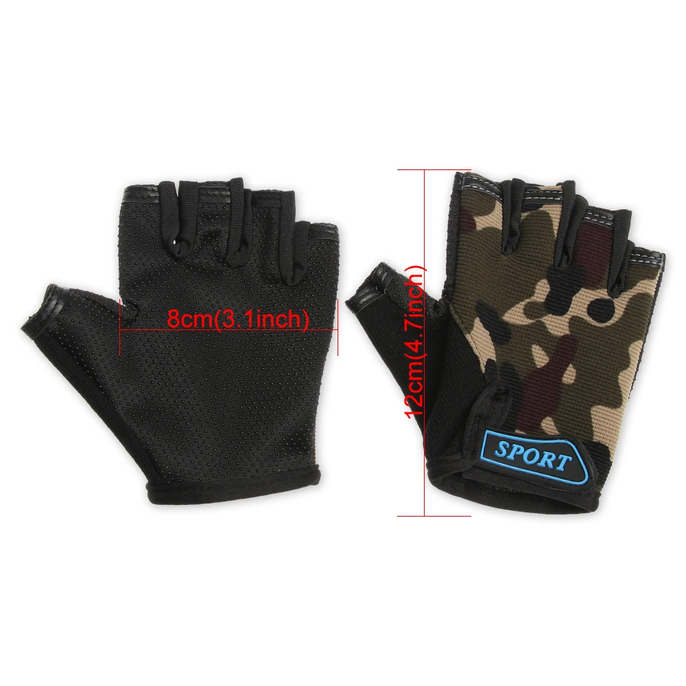 Child Cycling Camouflage Children\'s Half Finger Bicycle Gloves High Elastic Non-slip Bike Gloves Riding Equipment Accessories