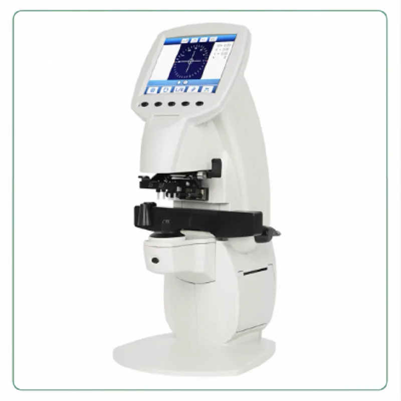 Fully automatic blue-light UV refraction and lens fitting system with built-in printer and pupillary distance measurement