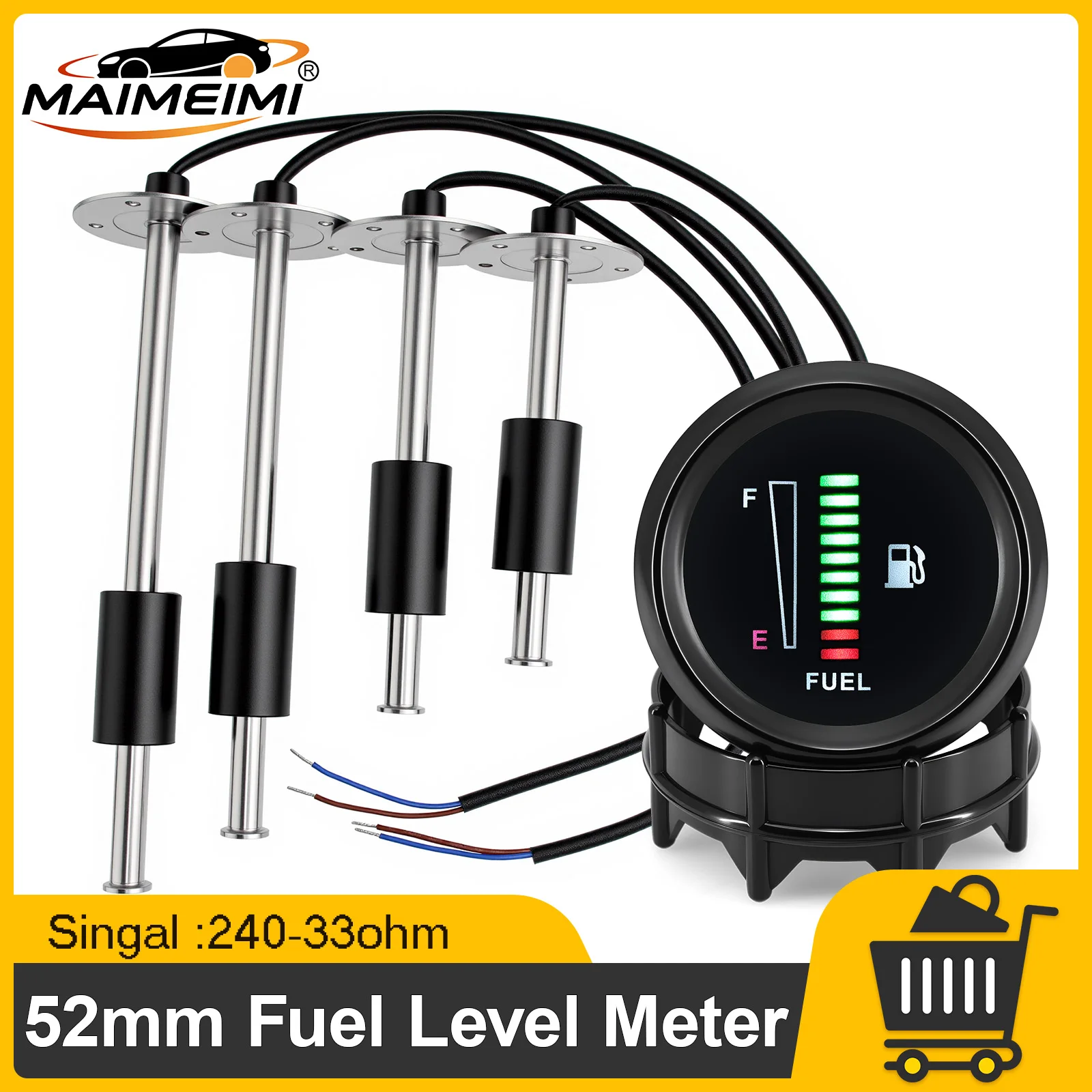 10 LED Car Univeral Fit Fuel Level Gauge 240-33Ohm Fuel Float Sensor 100-575mm Fit For Car Boat Marine Yacht Oil indicator 9-32V