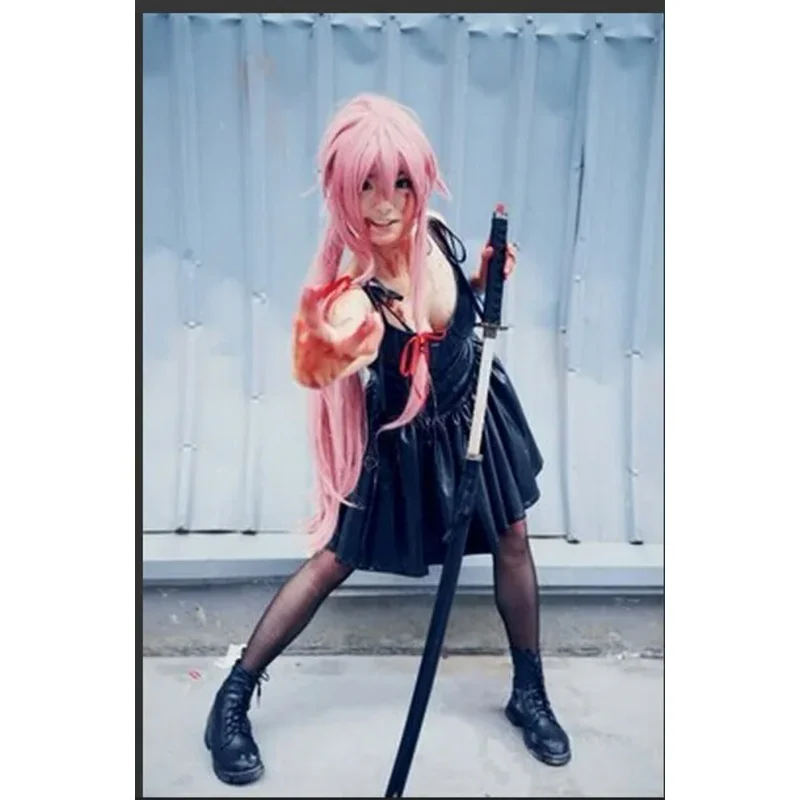 New Anime Future Diary 2nd Mirai Nikki Yuno Gasai Black Dress Costume Cosplay