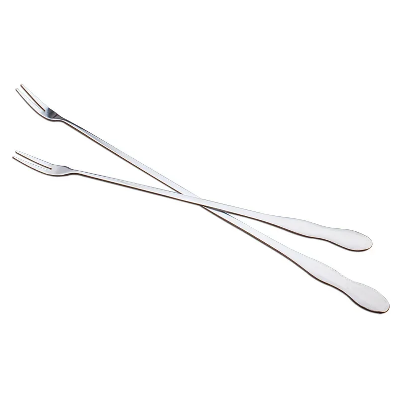 32cm Long Handle Fruit Fork Stainless Steel Dessert Cake Lovely Fork Vegetable Salad Stirring Fork For Restaurant Bar Party Home