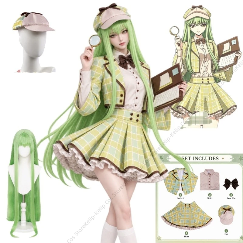 ccc-costume-de-cosplay-veste-de-detective-a-carreaux-jaunes-jupe-nœud-papillon-chapeau-tenue-inspiree-d'un-personnage-ideale-pour-halloween-comic-con-ou-un-carnaval