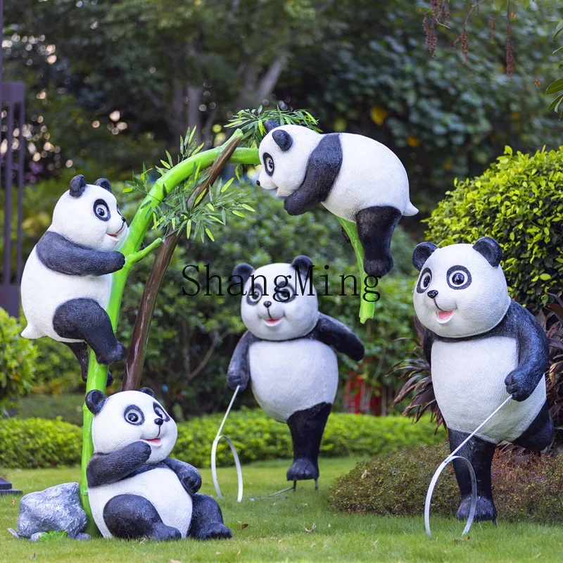 

SM outdoor cartoon sports panda sculpture garden shopping mall lawn campus real estate decoration ornament