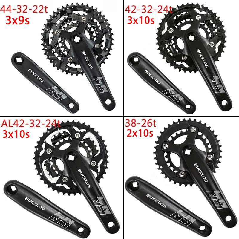 BUCKLOS MTB-Kurbelgarnitur 104/64 BCD Fahrradkurbelgarnitur 3*9S 3*10S Dreifach-Geschwindigkeits-Mountainbike-Kurbelgarnitur 2*10S Vierkantkurbel Fahrradteil – Detail 1