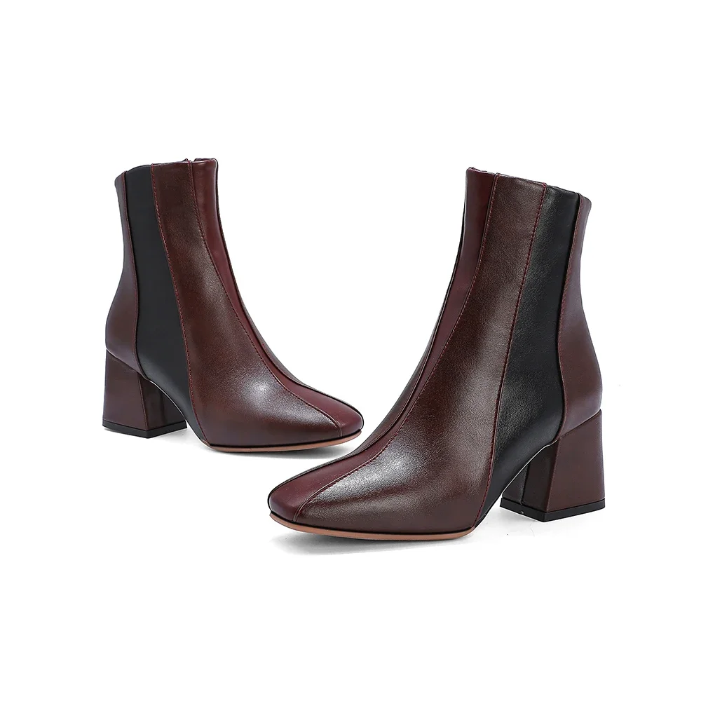 Brand New Sexy Wine Red Black Women Ankle Boots Chunky Heels Lady Dress Shoes Plus Small Big Size 32 11 43 46 48