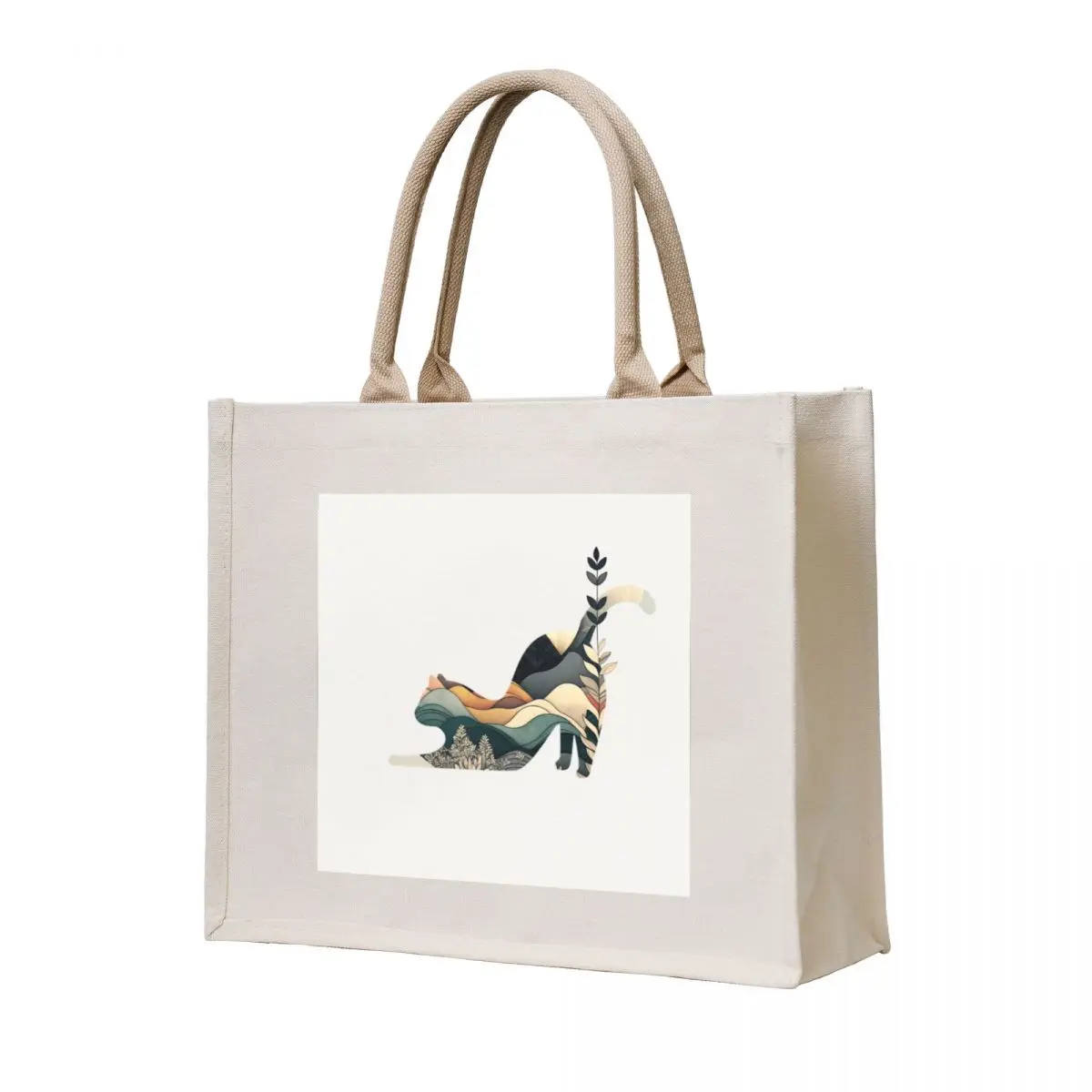

Muted Color Starching Cat Tote Bag hand bags shopping bag supermarket folding bag Canvas