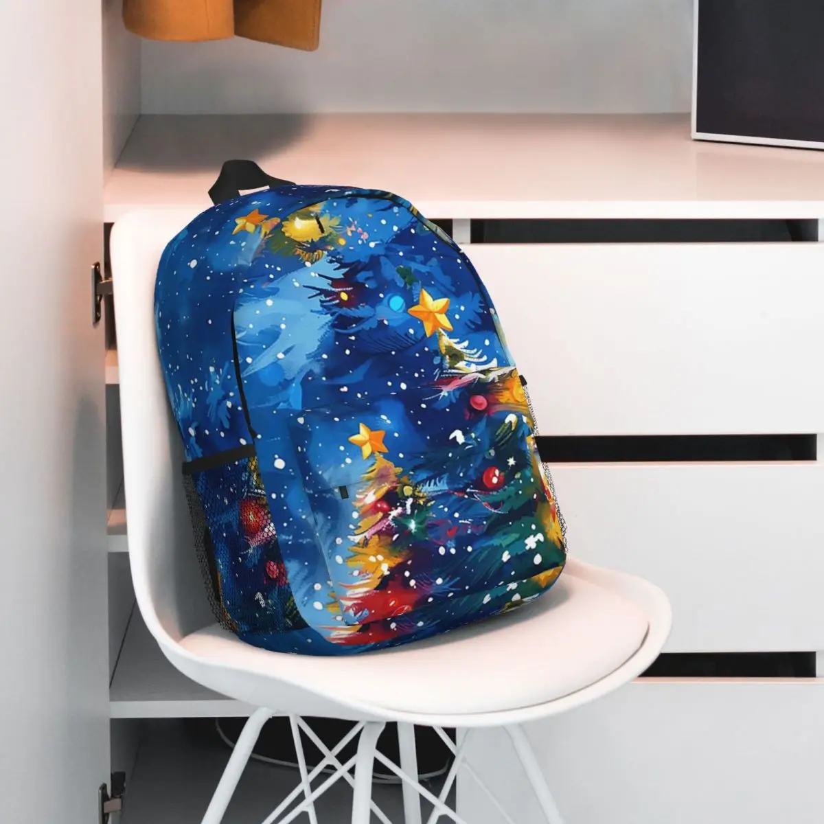 Exquisite Christmas Tree Print Backpack Student BookBag Kids School Bag Computer Shoulder Bags for Men Women