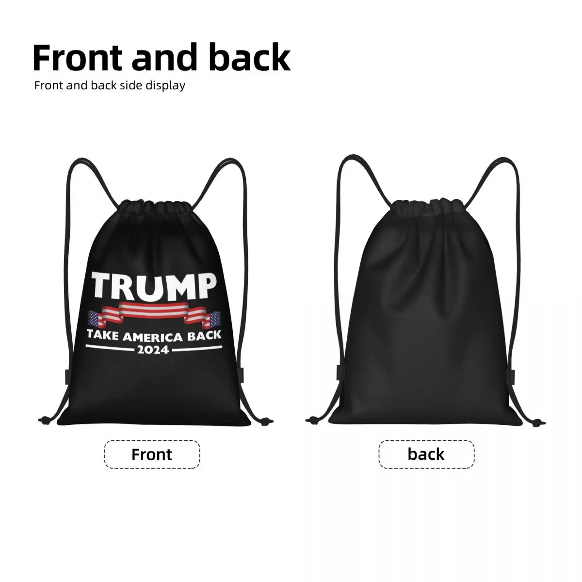 Saco de ginástica com cordão para homens e mulheres, mochila de armazenamento leve, US America Back USA, Trump 2024, personalizado