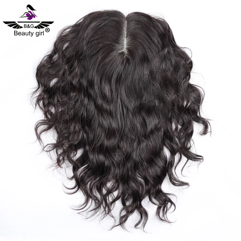 

Good Quality Durable European Human Hair Natural White Fot Thinning Hair Silk Base Clip In Hair Topper Women
