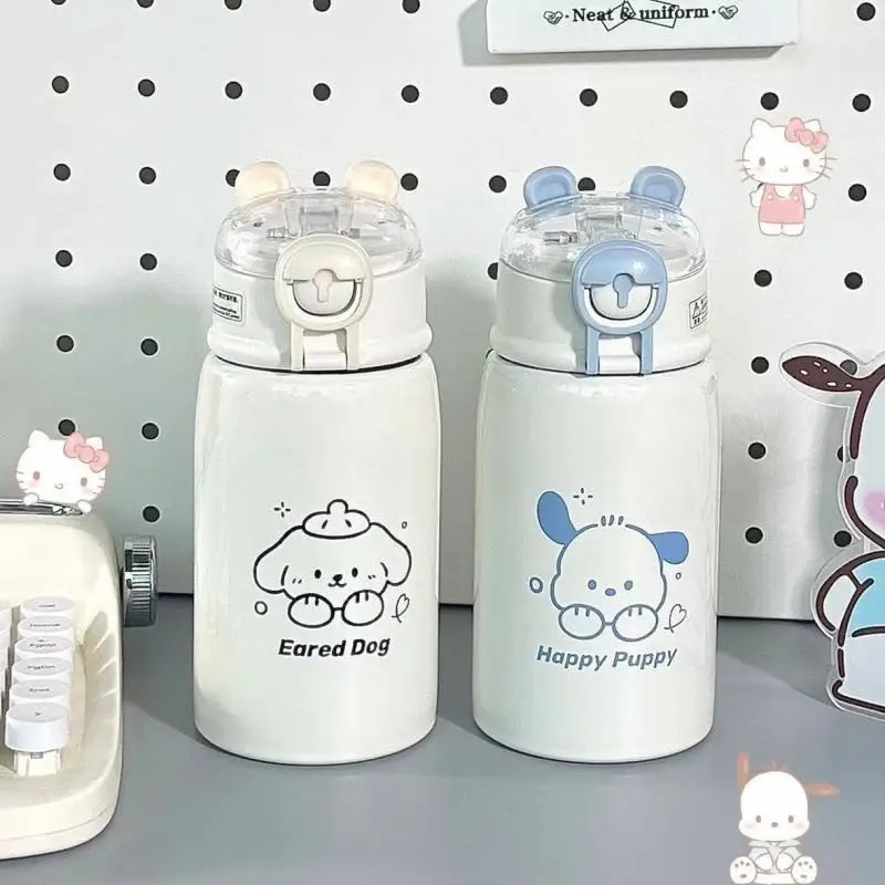 New Sanrio Pochacco Kuromi Hello Kitty Cinnamoroll Cute Large Capacity Insulated Cup Student Cup Stainless Steel Straw Cup