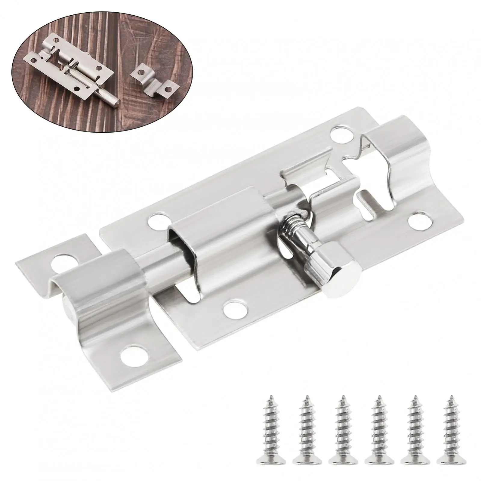 2 Inch Stainless Steel Thickened Door Latch Sliding Lock Bolt Latch Hasp Staple Gate Safety Lock for Bedroom with Screws