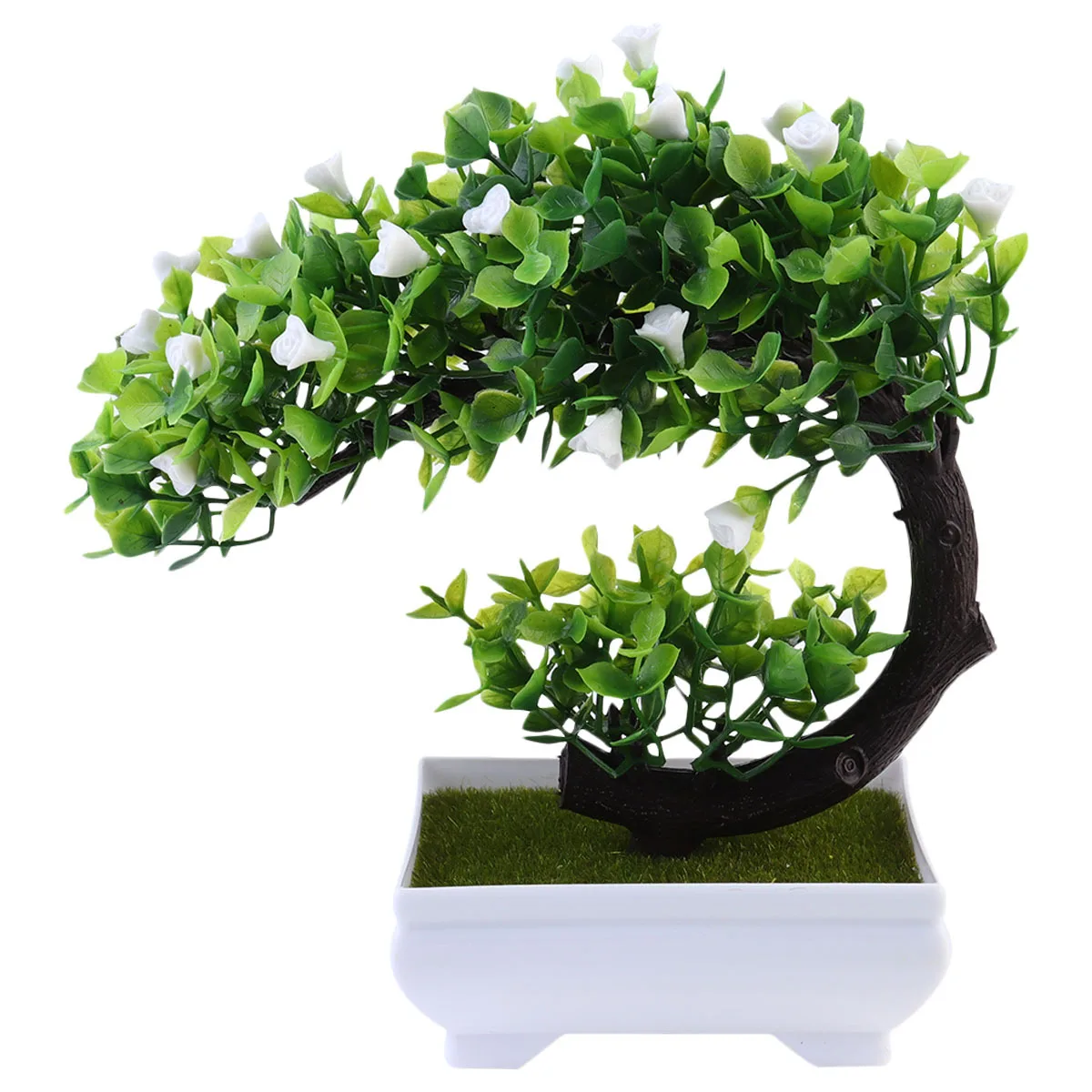 

2Pcs Artificial Plants Decorative Plastic Potted Tree Bonsai for Home Office Garden Cafe Hotel Room Decor Artificial Bonsai