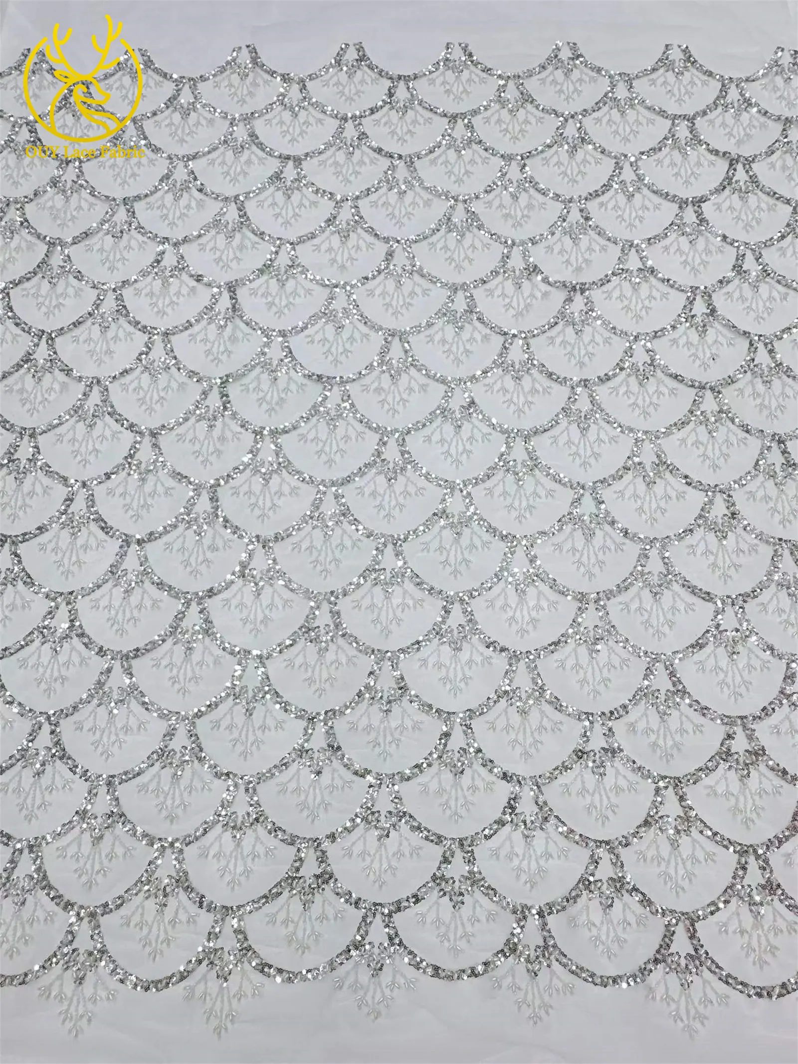 5 Yards französischer Pailletten-Spitzenstoff, afrikanischer Spitzenstoff, nigerianischer Tüll-Mesh-Spitzenstoff für Braut, Hochzeit, Heimdekoration – Detail 29
