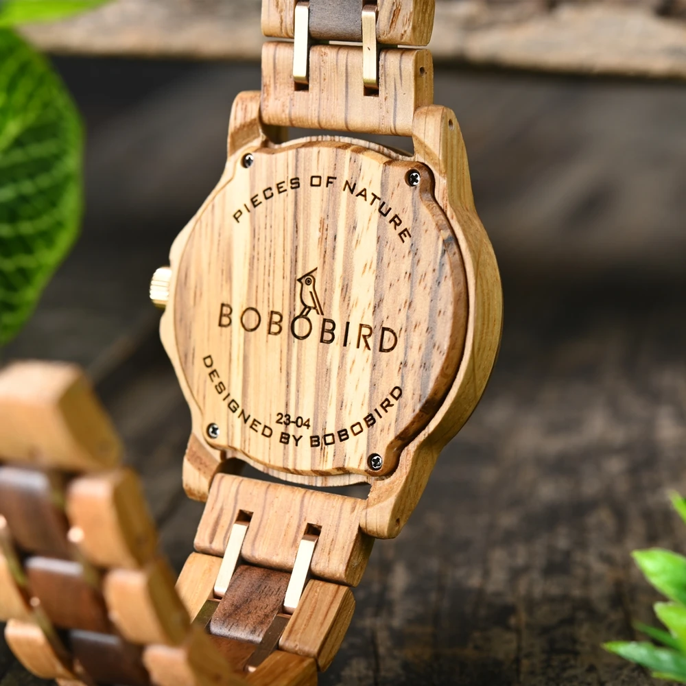 Wood Watch Japanese Movement Men\'s Quartz Wristwatch BOBOBIRD Top New Design Week Date Display Custom Watches Great Gift Box