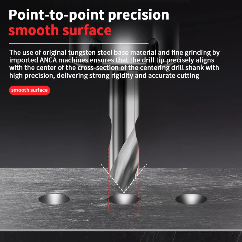 HRC55 Solid Tungsten Steel Spot Drill, 120° Chamfer Center Drill for Aluminum CNC Positioning & Centering