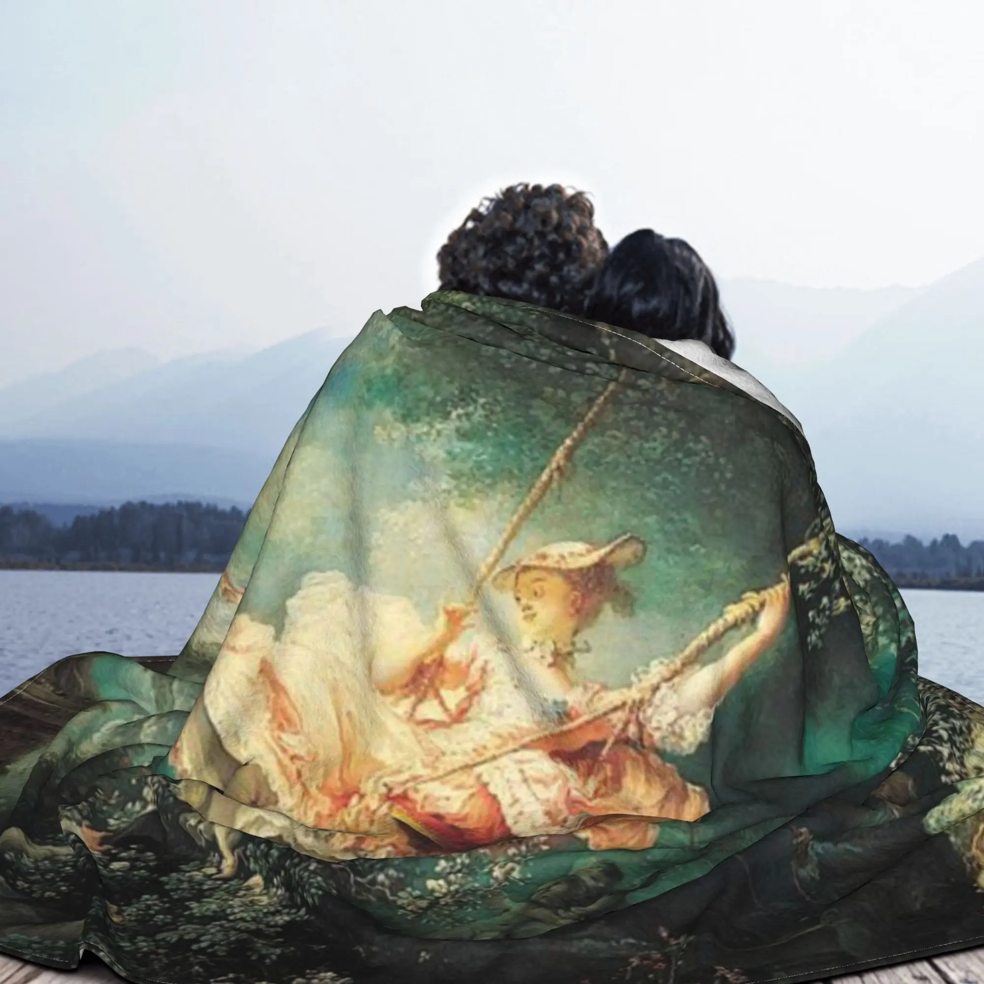 Фото Плед-одеяло HD The Swing от Жана Оньор Фрагонарда, высококачественное, для дивана и кровати